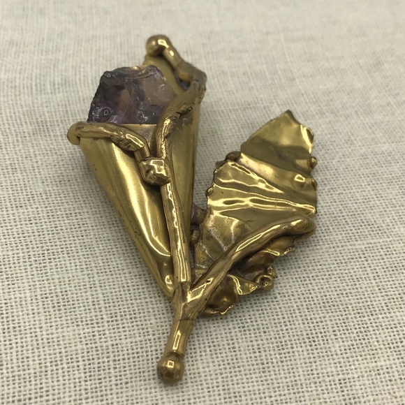 Copa Collection Brutalist Amethyst Brooch Pin - Picture 2 of 10